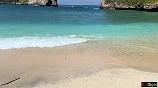 Cumwalk after hottie beach blowjob facial dripping everywhere!