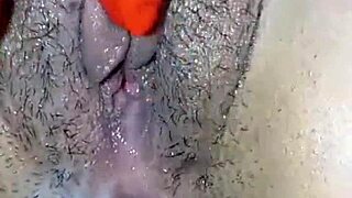 Hairy Pussy Masturbation Closeup Then Shaved After Creampie Penetration