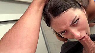 stepsis catches me watching then sucks deep and takes facial cumshot