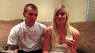 Blonde babe couple's dirty casting intro!