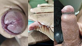 WATCH MY SMALL DICK WITH PHIMOSIS SHOOT LOADS WHILE GF MASTURBATES HER JUICY PUSSY AND TITS!