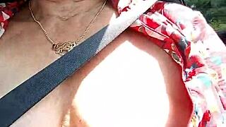 riding down the road tits flashing out feels so naughty and free...