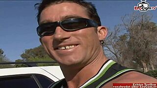 Street-picked brunette milf with huge fake tits sucks and fucks hard cock till facial cumshot