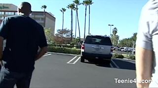 petite 18 yo skinny teen with small tits and shaved pussy gets monster cock facial cumshot