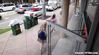 Blonde milf and teen share mature cock deepthroat riding office