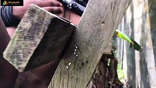 hey you ever seen two cute mature shaved pussies getting fucked raw in the bushes up close?