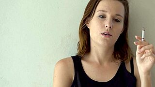 doesn't this hot petite brunette blue eyes smoking tease make you throb?