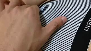 detailed deep navel exploration with her sexy natural tits and belly massage