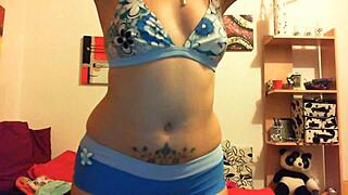 gorgeous italian slut fingers fat pussy fucks doll with dildo dirty talk