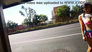 Hermosa flaquita tranny culoncita flashes miniskirt public orgasm risk 😈🍑🔥