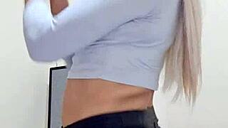 webcam transsexual crossdresser tests new toy on camera close up