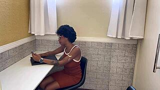 😏 black secretary takes white monster cock creampie as payment brazil style