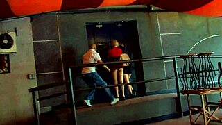 Two public sluts bent over doggystyle anal pussy fucked in disco