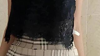 college girl caught stroking wet pussy in shower wanna join?