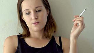 doesn't this hot petite brunette blue eyes smoking tease make you throb?