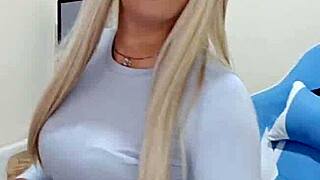 webcam transsexual crossdresser tests new toy on camera close up