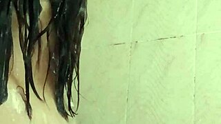 college girl caught stroking wet pussy in shower wanna join?