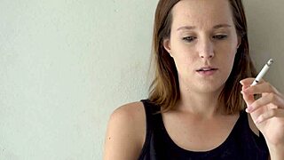 doesn't this hot petite brunette blue eyes smoking tease make you throb?