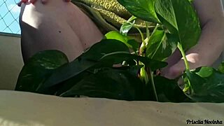 watering plants naked on balcony for all to see?