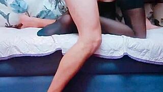 milf spreads stocking legs wide for deep homemade pov pounding