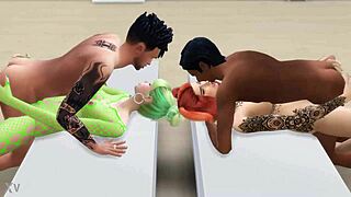 Guys hire two lingerie hotties for missionary orgasm game! 😏