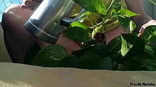 watering plants naked on balcony for all to see?