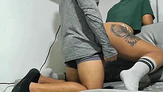 wanna watch this couple fuck hard in living room tight pussy riding cowgirl