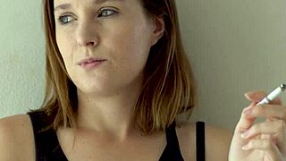 doesn't this hot petite brunette blue eyes smoking tease make you throb?