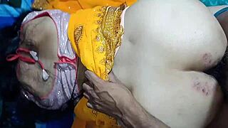 Newlywed Indian bride's tight pussy creampied anal in bedroom dirty Hindi talk