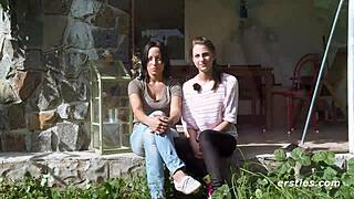 Ever wondered how lesbian babes kiss and lick outdoors so intimately?