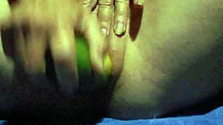 Ohh cucumber in my pussy feels so good... gaping wet clit play!!