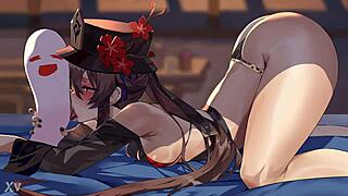 Hu Tao slurps juicy Japanese blowjobs with playful xd vibes