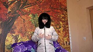 i love sucking big dildo in my fur-trimmed hood coat milf fetish