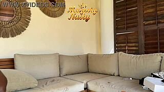 you won't believe how this shy blue eyed babe takes monster cock doggystyle in garage