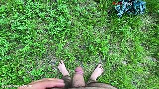Cumming hard outside feels amazing! 🌳💦😍