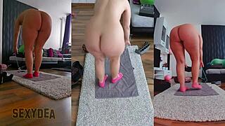 imagine her fat latina ass shaking naked during gym workout triple cam