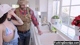 Step grandad begs step granddaughter suck my cock in fucked up taboo family play 😱🍆💦