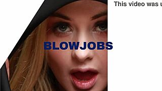 Redhead nurse deepthroats cock through gloryhole for cum swallow