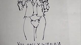 he keeps practicing his freehand drawing skills minus any masturbation distractions this time