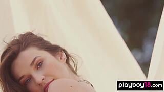 Serena Wood Strips Naked Outdoor Playboy Tease