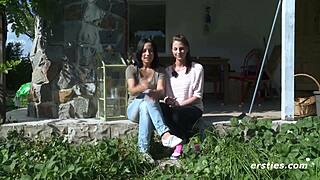 Ever wondered how lesbian babes kiss and lick outdoors so intimately?