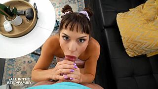 stepmom kymber leigh sucks while dakota quinn rides deep in taboo plow