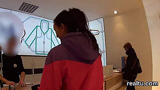 flawless teen teased in supermarket then pov drilled hard after striptease