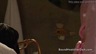 Bound lesbian maid humps pillow under mistress domination command