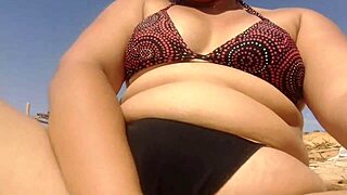 Horny Big Ass Latina Masturbates on Sunny Beach