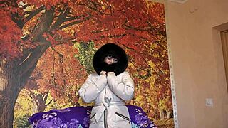 i love sucking big dildo in my fur-trimmed hood coat milf fetish