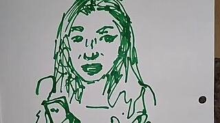 he keeps practicing his freehand drawing skills minus any masturbation distractions this time