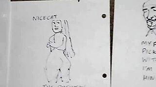 he keeps practicing his freehand drawing skills minus any masturbation distractions this time