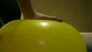 Sophie teases with balloons masturbating in living room then bathroom