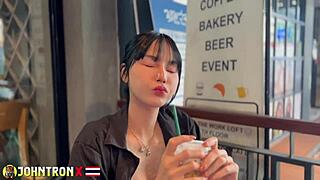 Johntronx drills skinny asian dell anal outdoors public creampie